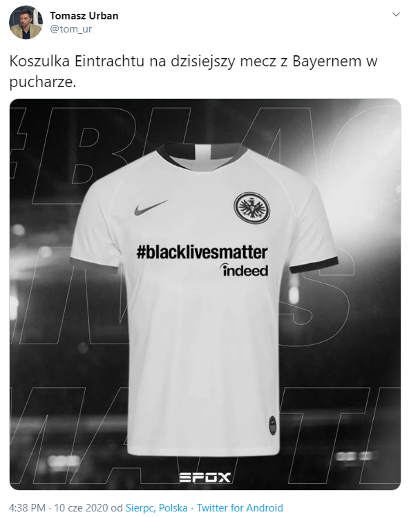 SPECJALNA koszulka Eintrachtu na dzisiejszy mecz z Bayernem
